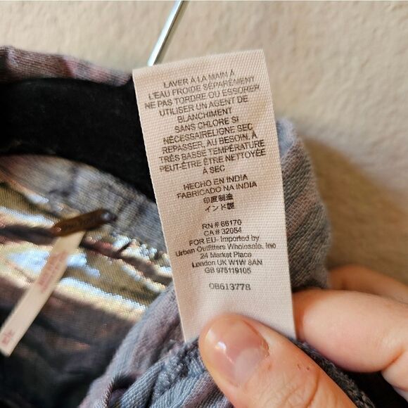 Free People Cutie Purple And Blue Plaid Button Down Shirt Medium - Picture 8 of 10